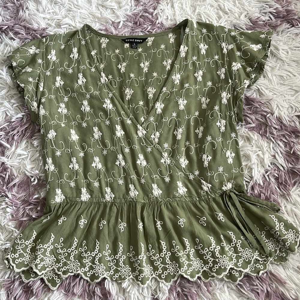 Style Envy Sage Green Lace Blouse